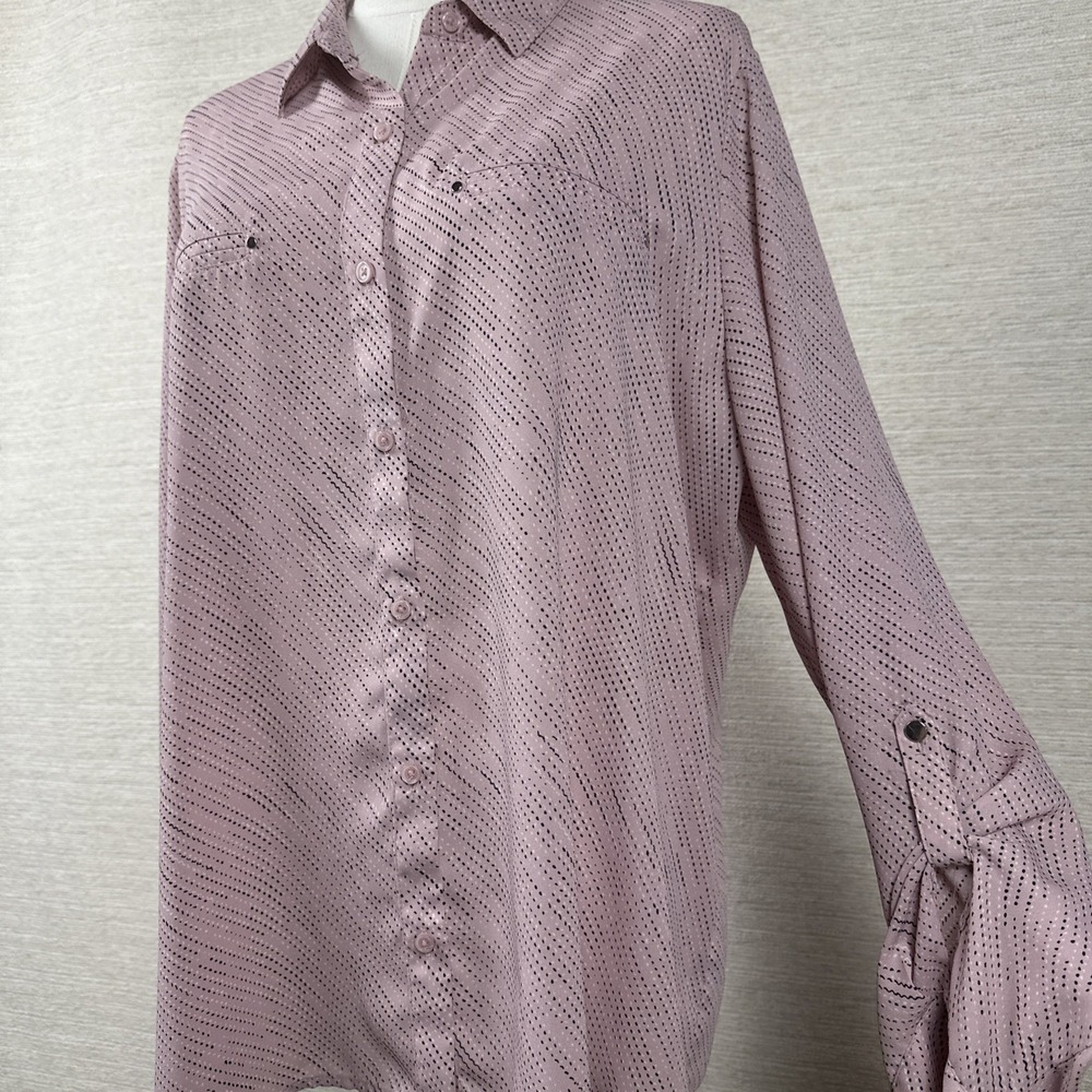 Apt. 9 Pink Chiffon Blouse Oversized Button Up Lightweight Boho Top XXL
